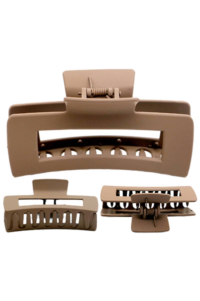 Wide Block Matte Earth Tone Hair Clip