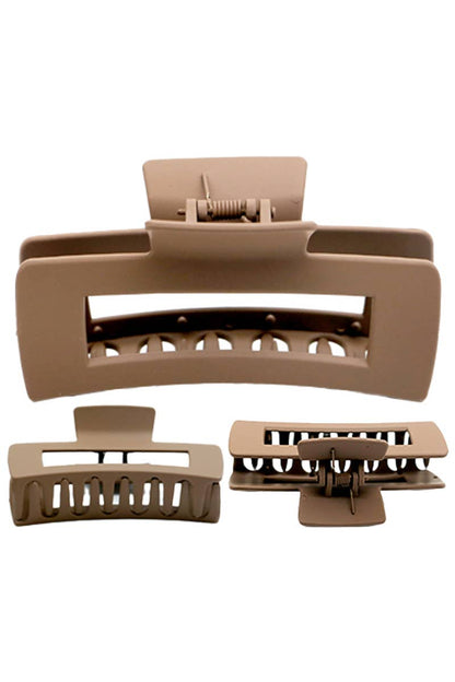 Wide Block Matte Earth Tone Hair Clip