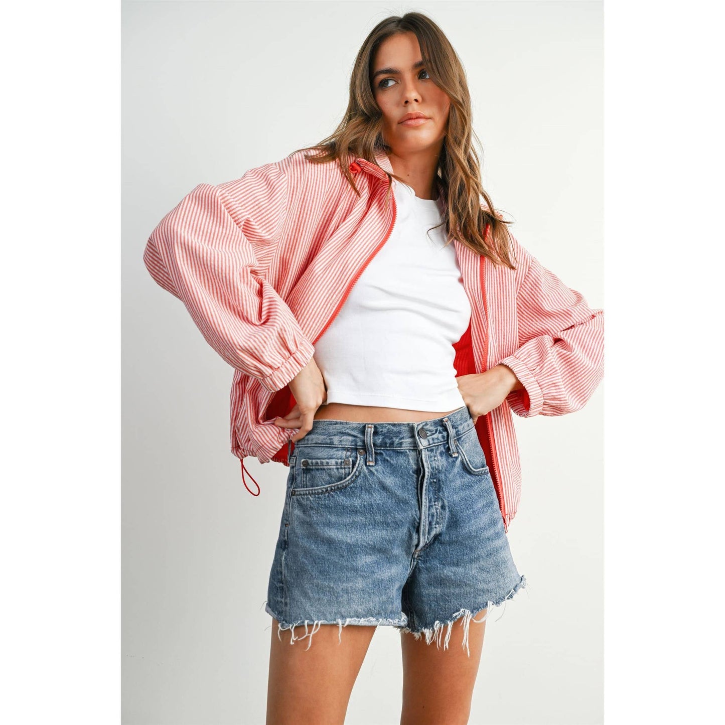 Striped Drawstring Jacket