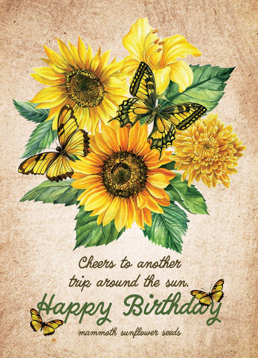 Happy Birthday - Sunflower - Mammoth Sunflower Seed Packets