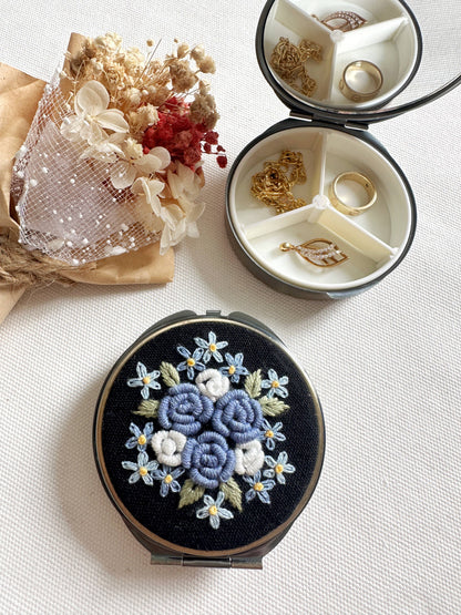 Floral Embroidered Round Compact