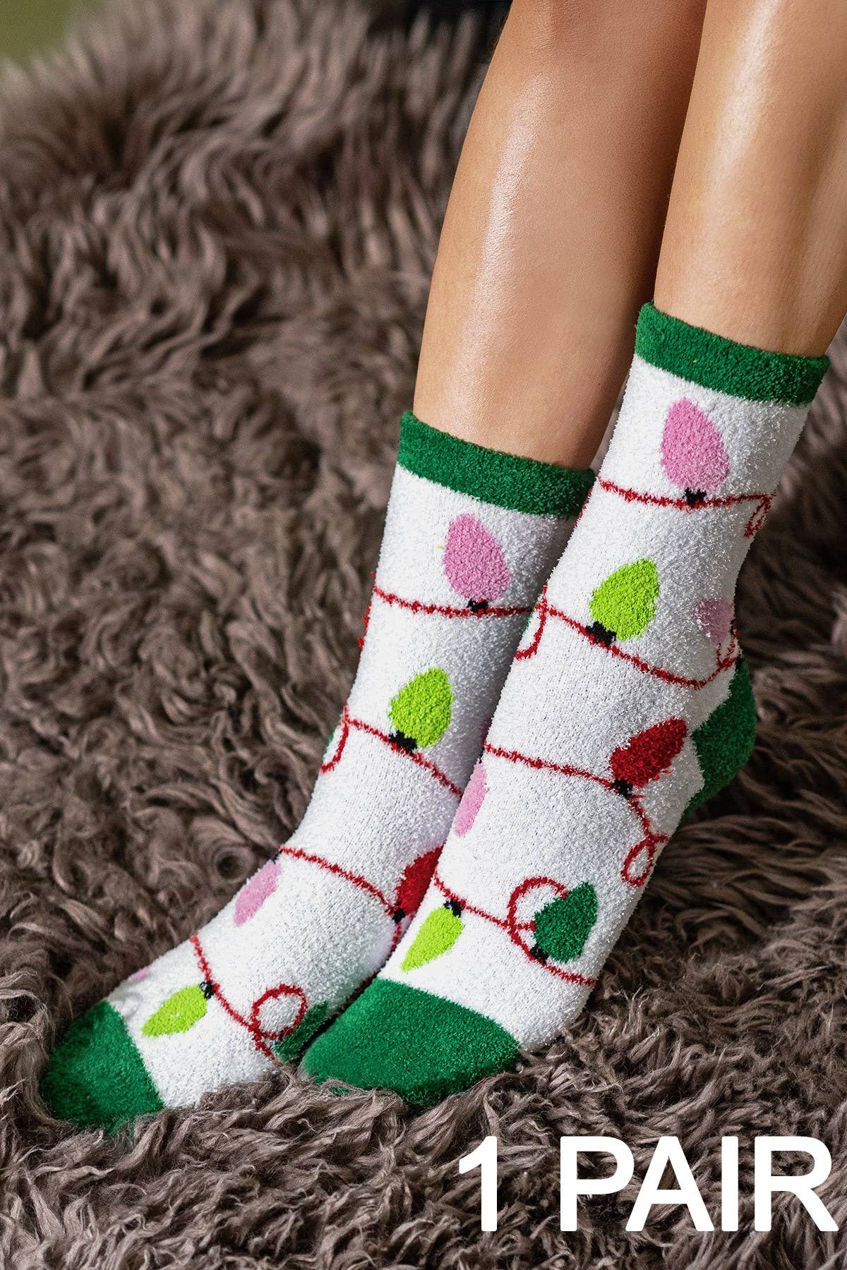 4 Pairs - Festive Holiday Pattern Fuzzy Socks Set