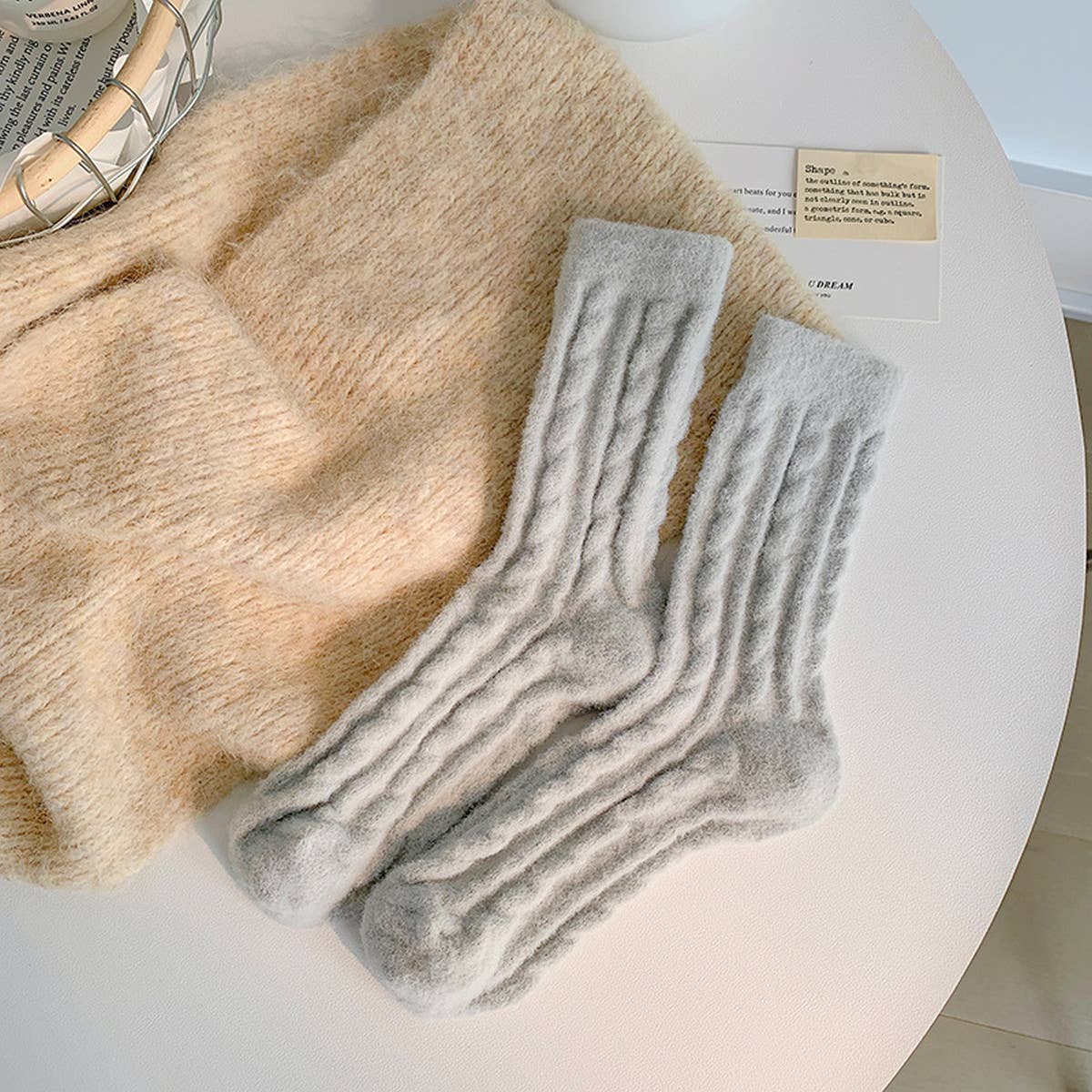 Cable Knit Fuzzy Socks