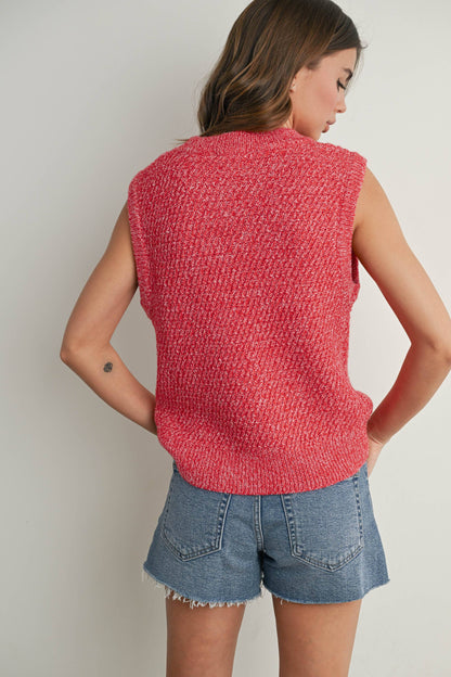 Sleeveless Crew Neck Sweater Knit Vest