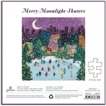 Merry Moonlight Skaters 500 Piece Foil Puzzle