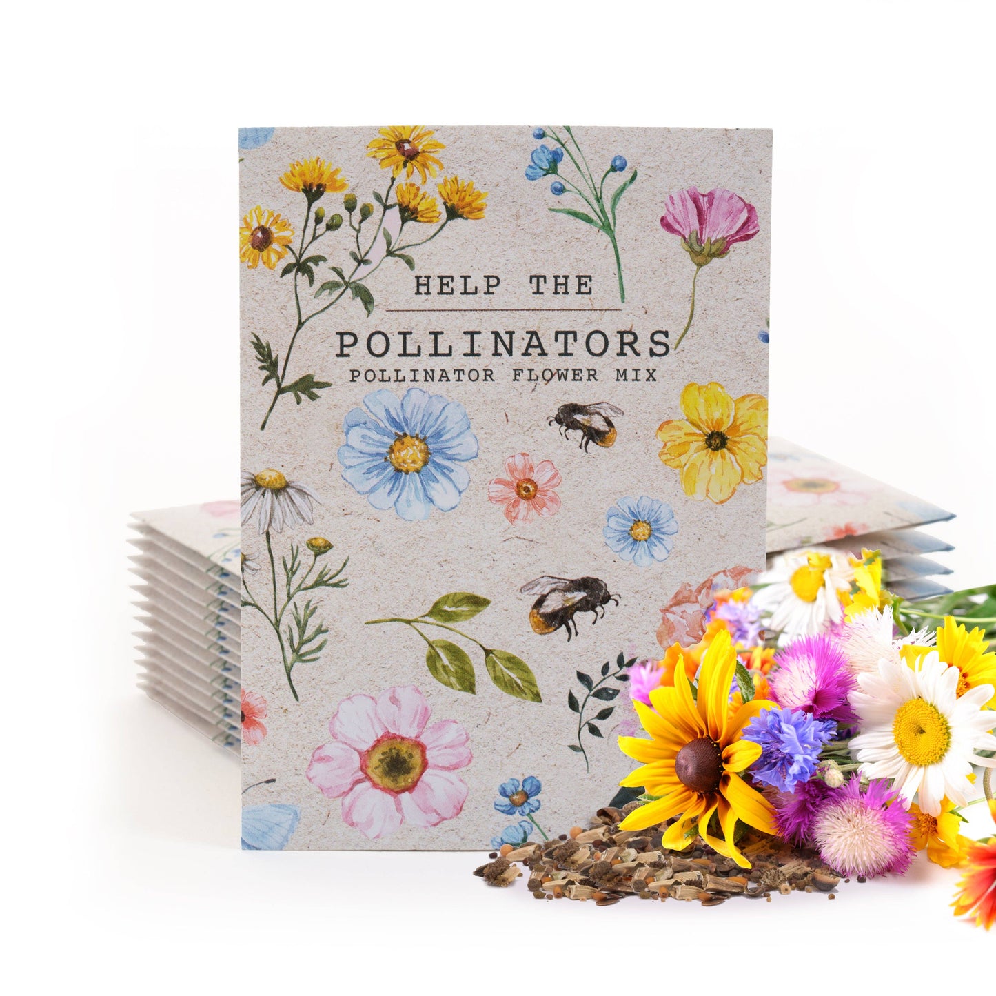 Help Pollinators Kraft Bee - Pollinator Wildflower Seed Packets
