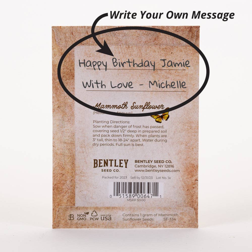 Happy Birthday - Sunflower - Mammoth Sunflower Seed Packets