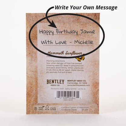 Happy Birthday - Sunflower - Mammoth Sunflower Seed Packets