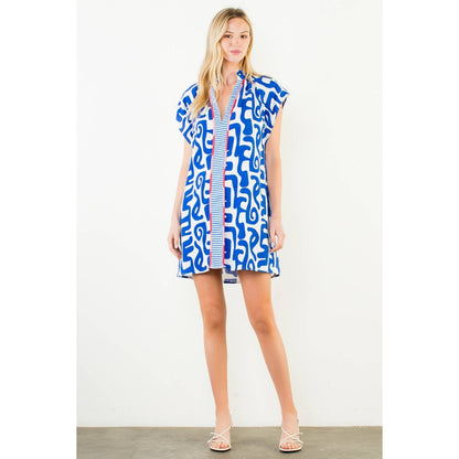 Short Sleeve Pattern V-Neck Dress