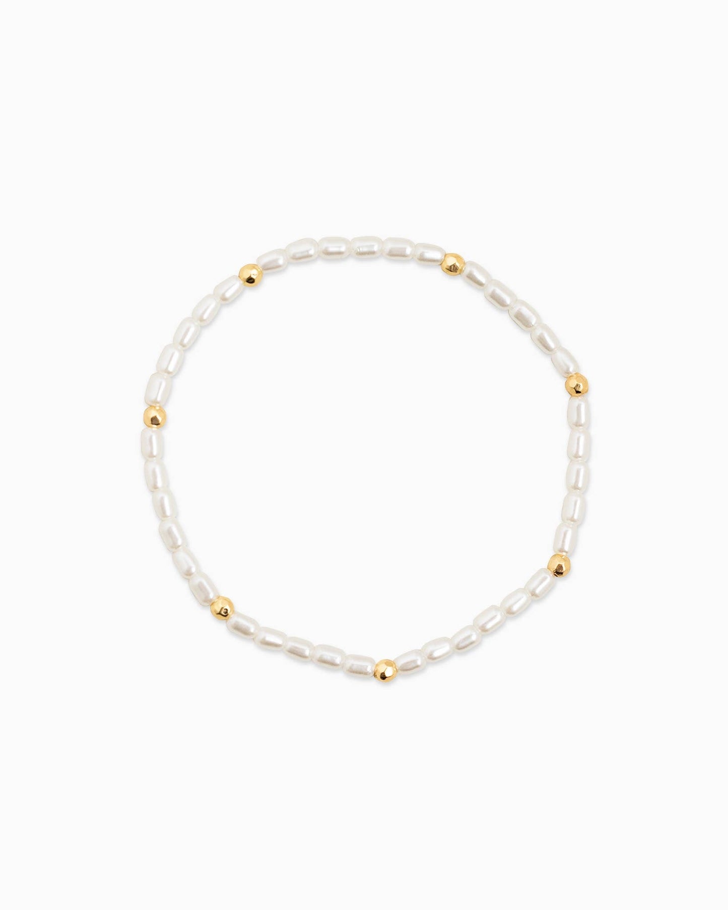Simple Gold Ball and Pearl Stretch Bracelet Set of 5