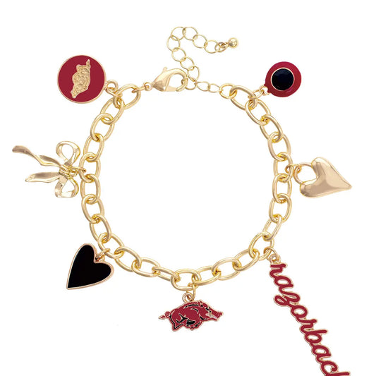 Arkansas Razorbacks Enamel Icons Charm Bracelet