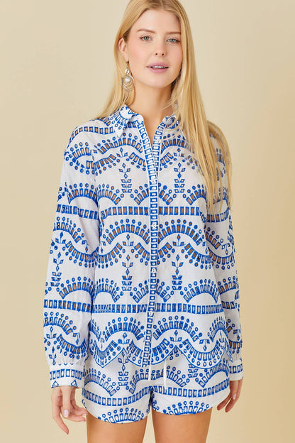 Eyelet Lace Elastic Waist Shorts