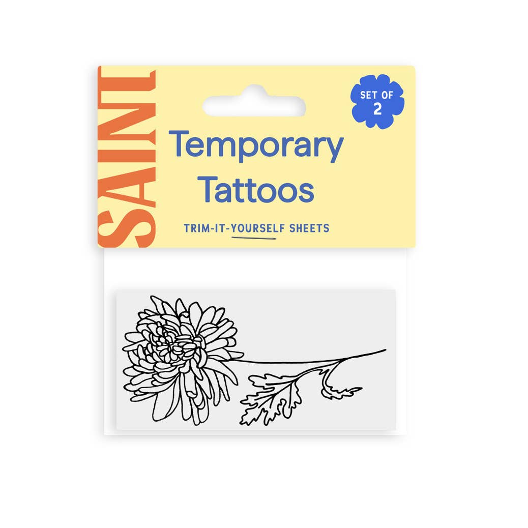 November Birth Flower - Chrysanthemum Temporary Tattoos