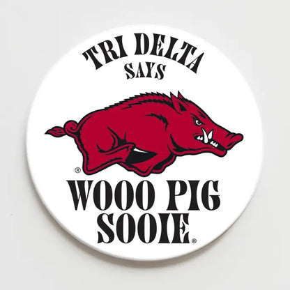 University of Arkansas Sorority Wooo Pig Button