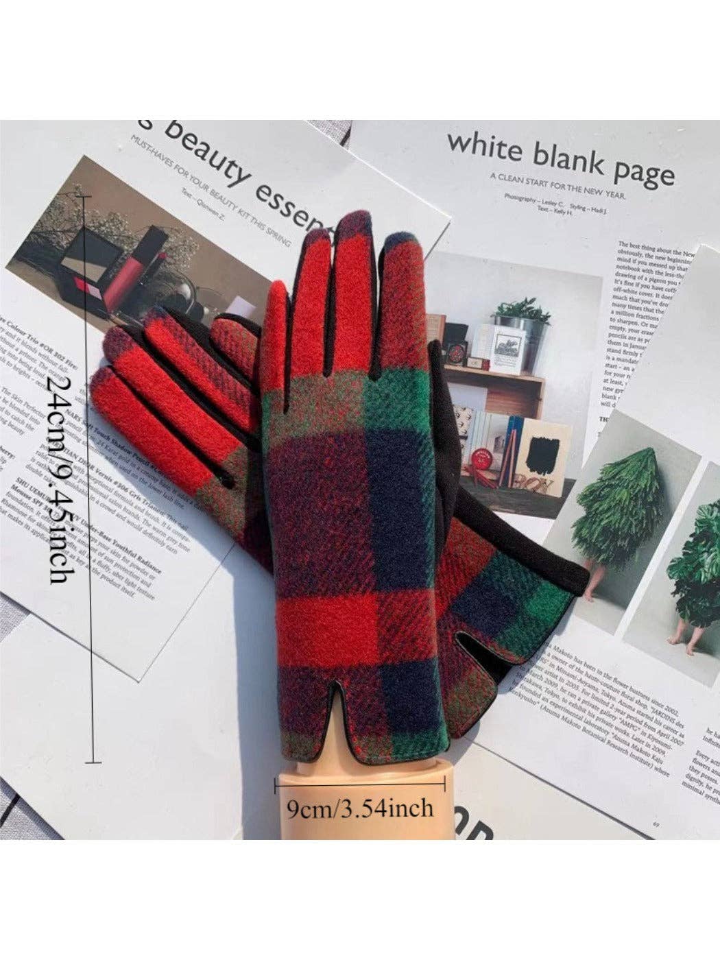 Plaid Touchscreen Gloves