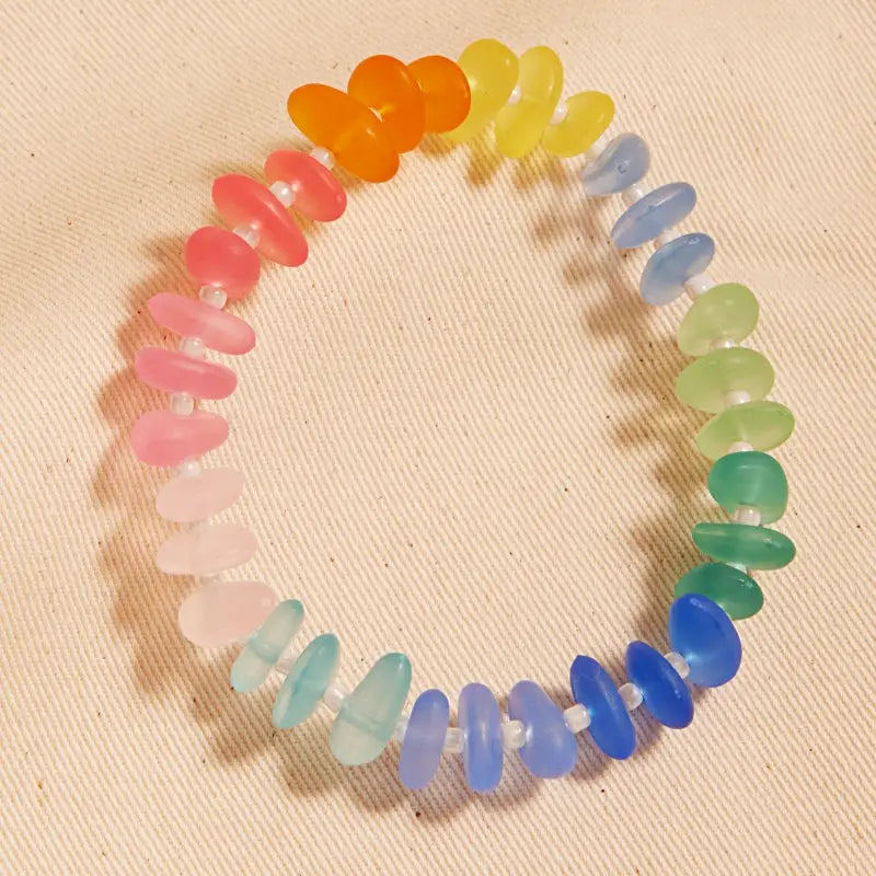 Organic Shaped Faux Seaglass Bead Stretch Bracelet