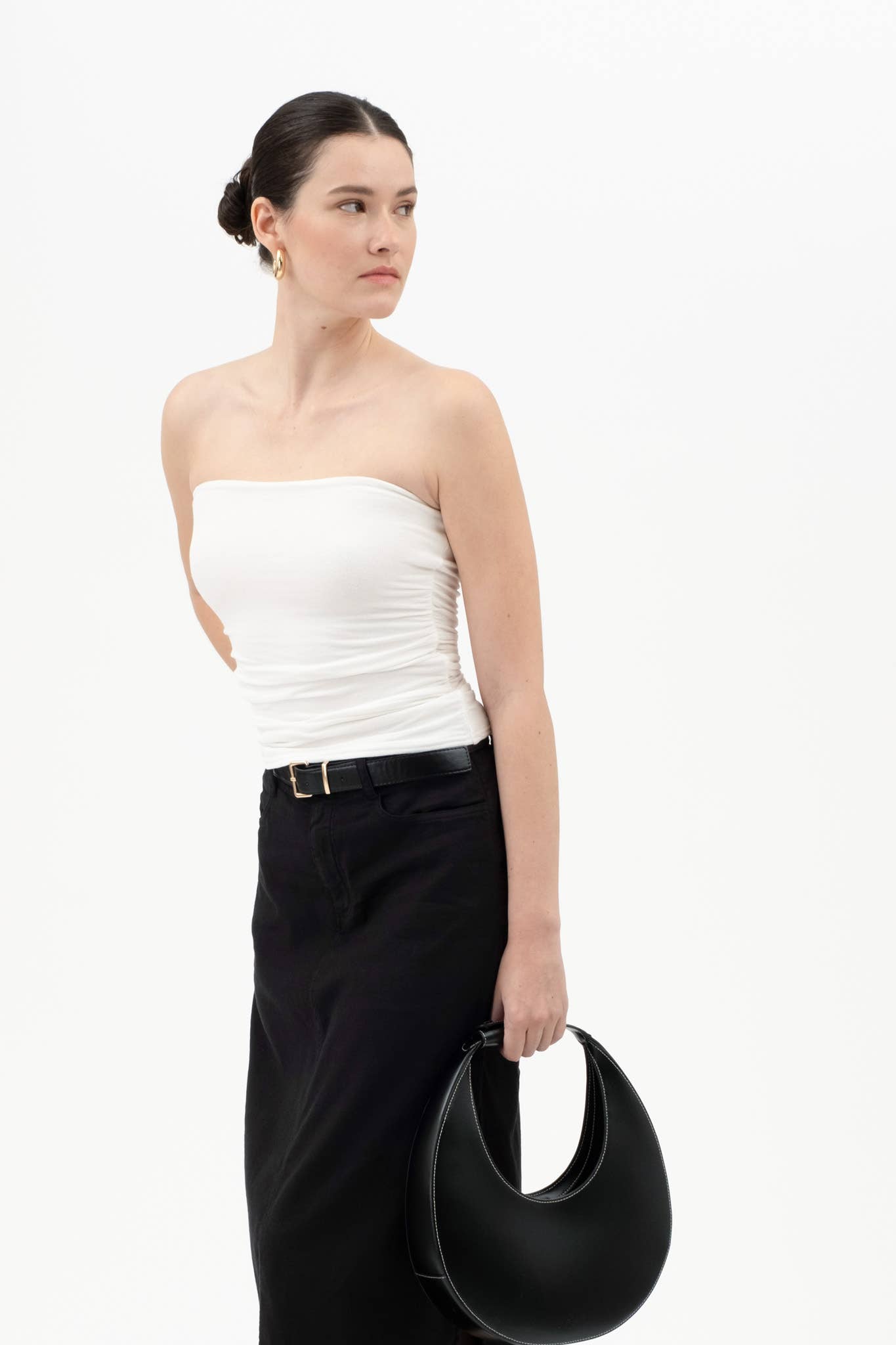 REVERSIBLE STRAPLESS SCRUNCH KNIT TOP