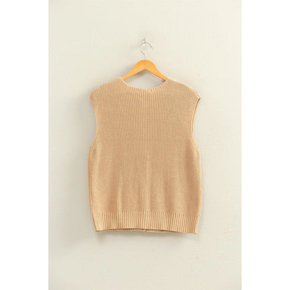Sleeveless Button-Up Ribbed Vest