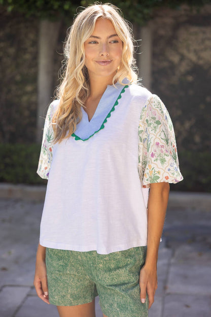 Textured Floral Bubble Sleeve