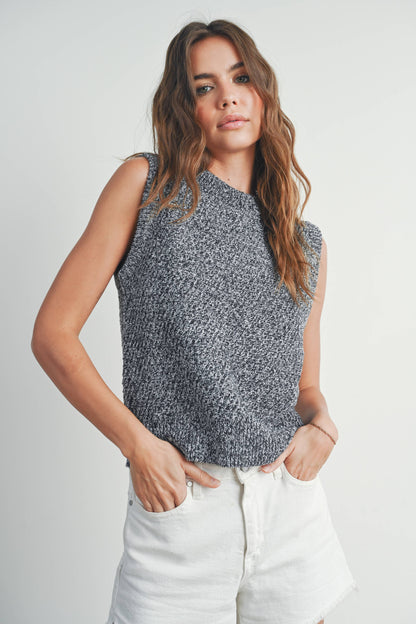 Sleeveless Crew Neck Sweater Knit Vest