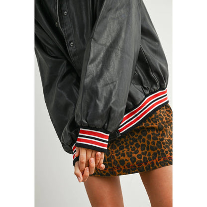 Snap-Button Varsity Bomber Jacket