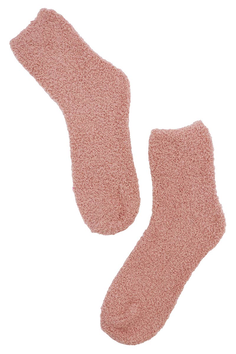 Solid Fuzzy Mid-Crew Cozy Lounge Socks