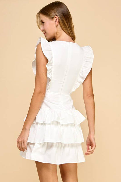 Ruffled Shoulders Mini Dress