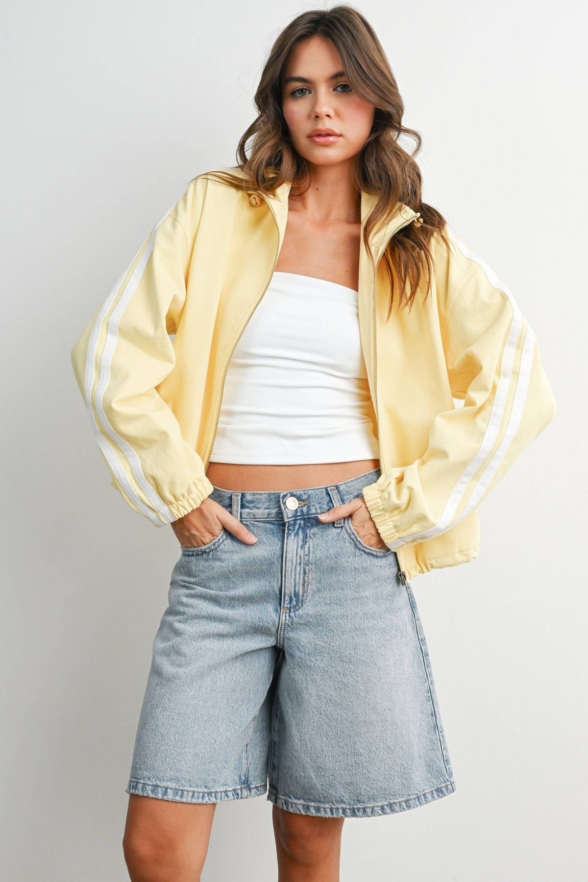 The Marina Stripe Twill Track Jacket