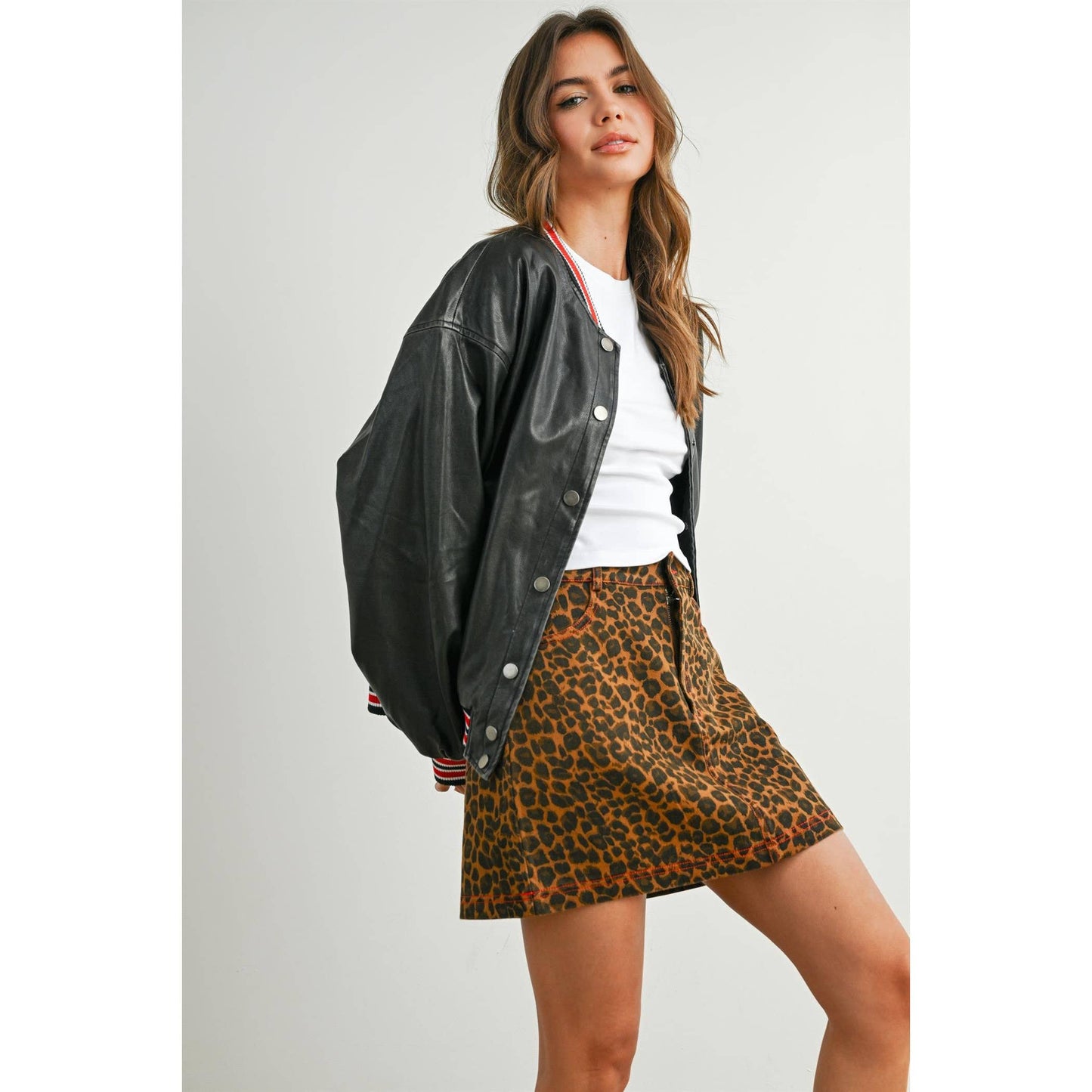 Snap-Button Varsity Bomber Jacket