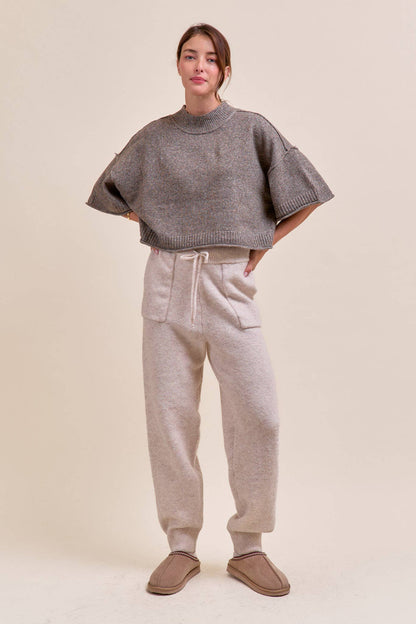 Mock Neck Short Sleeve Sweater