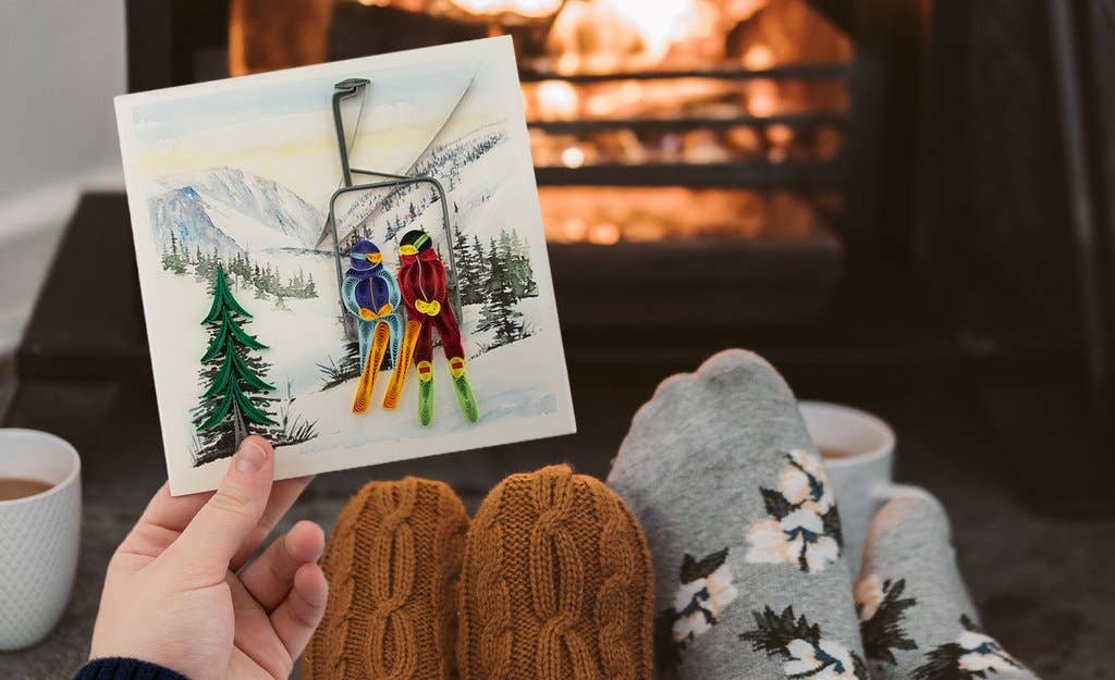 Ski Lift Season's Greetings Quilled Card