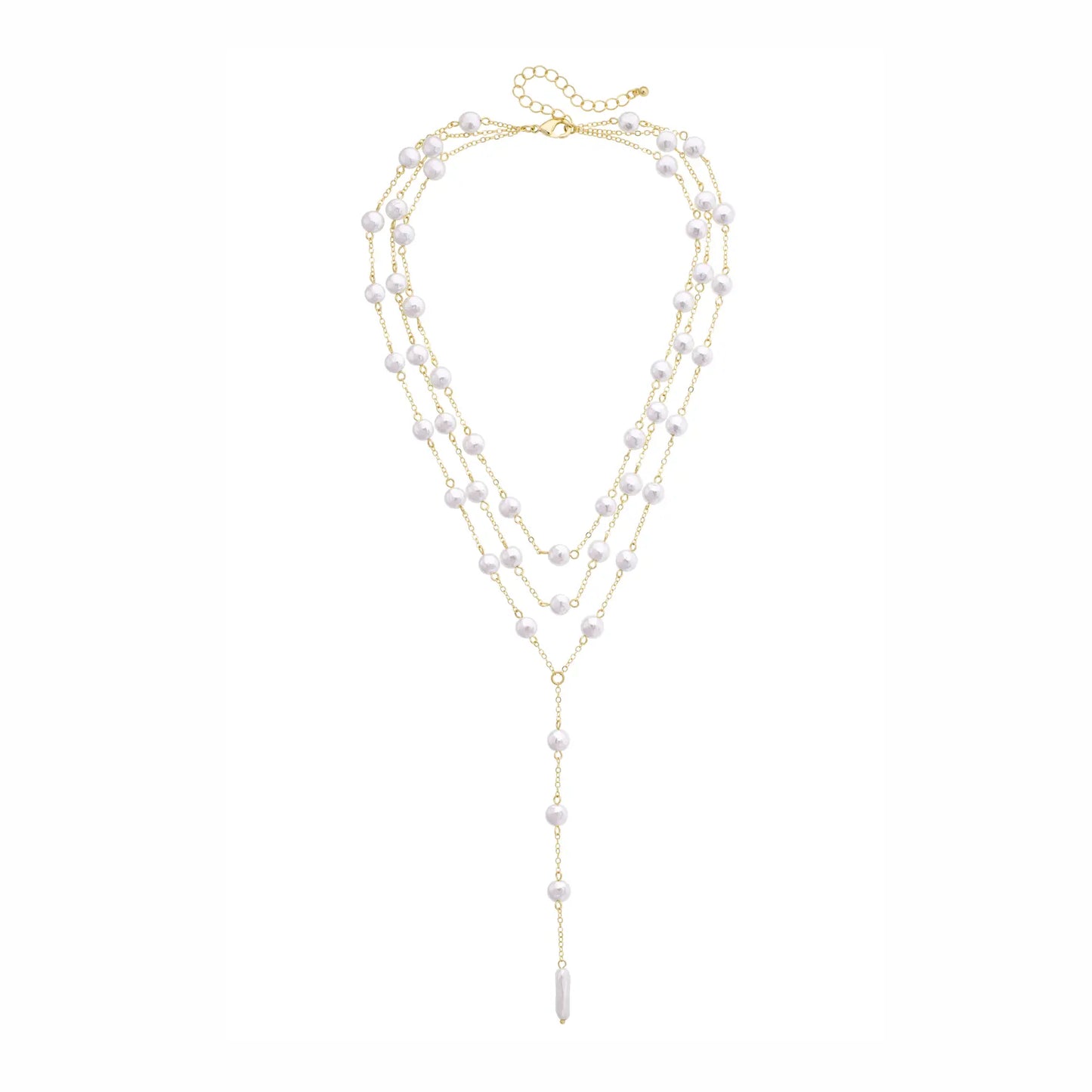 Esmeralda Layered Pearl Lariat Necklace