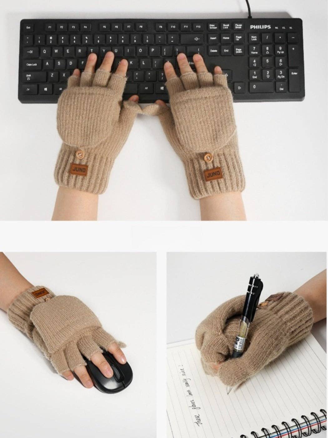 Fingerless Gloves with Mitten Flaps