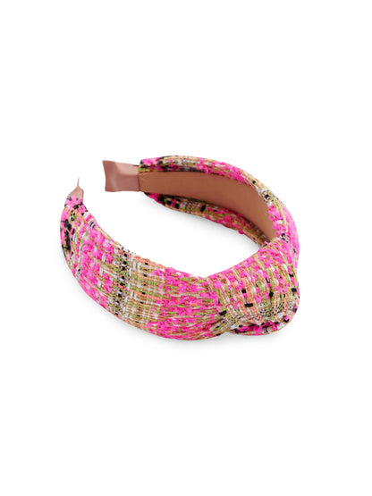 TEXTURED PLAID HEADBAND PINK