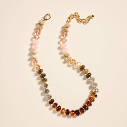 Marbled Ombre Resin Oval Disk Beaded Necklace