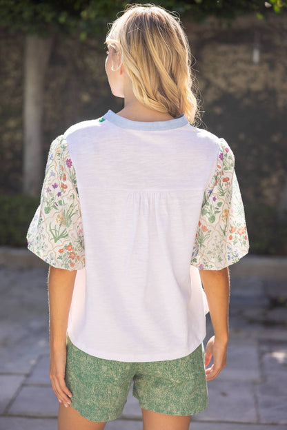 Textured Floral Bubble Sleeve