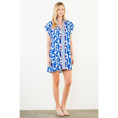 Short Sleeve Pattern V-Neck Dress
