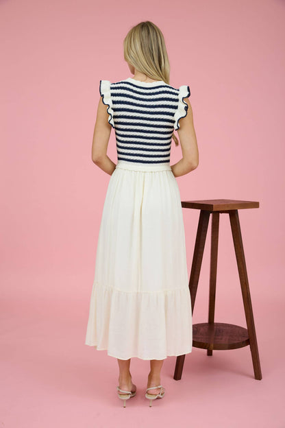 STRIPE SWEATER MIDI DRESS