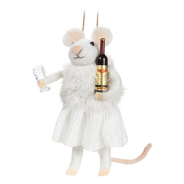 Winter Mouse Wine Ornament
