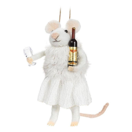 Winter Mouse Wine Ornament