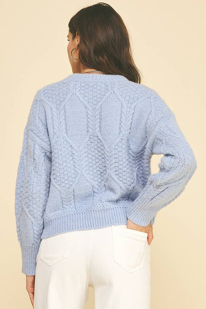 TEXTURED CROP KNIT SWEATER