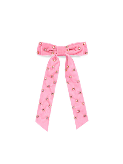VELVET AND RHINESTONES BOW CLIP