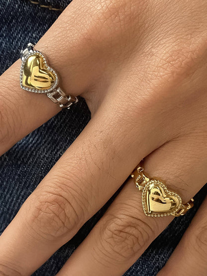 Storm 18K Gold Non-Tarnish Heart Watchband Ring