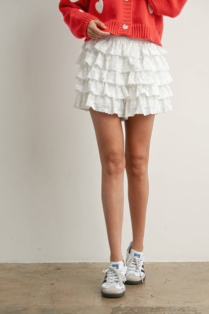 Ruffle Eyelet Mini Skort