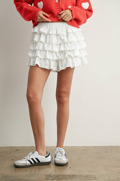 Ruffle Eyelet Mini Skort