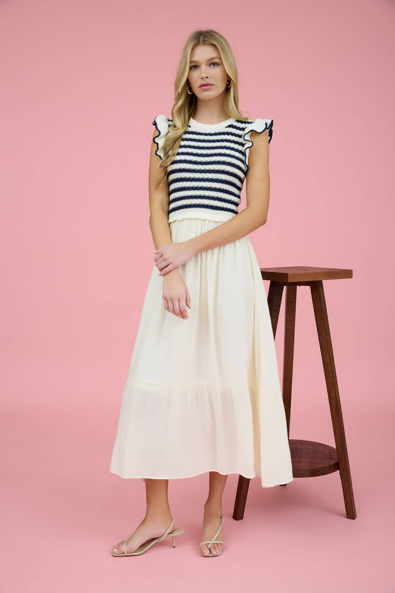 STRIPE SWEATER MIDI DRESS