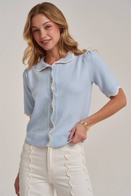 Scalloped Button Top