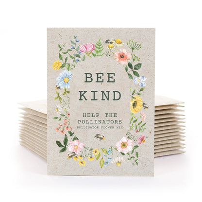 Bee Kind Help Pollinators Kraft Bee - Flower Mix Seed Packets