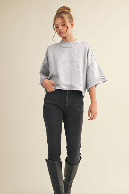 Mock Neck Short Sleeve Sweater
