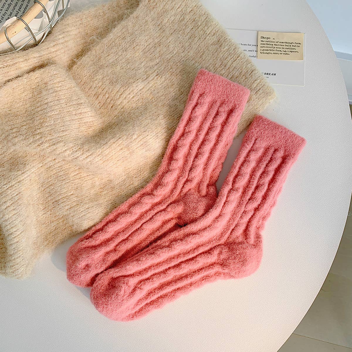 Cable Knit Fuzzy Socks